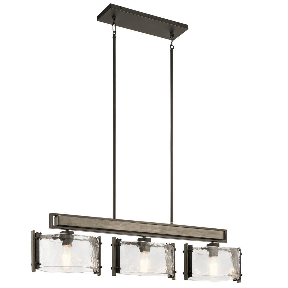 Aberdeen 9.75" 3 LT Linear Chandelier with Piastra Glass