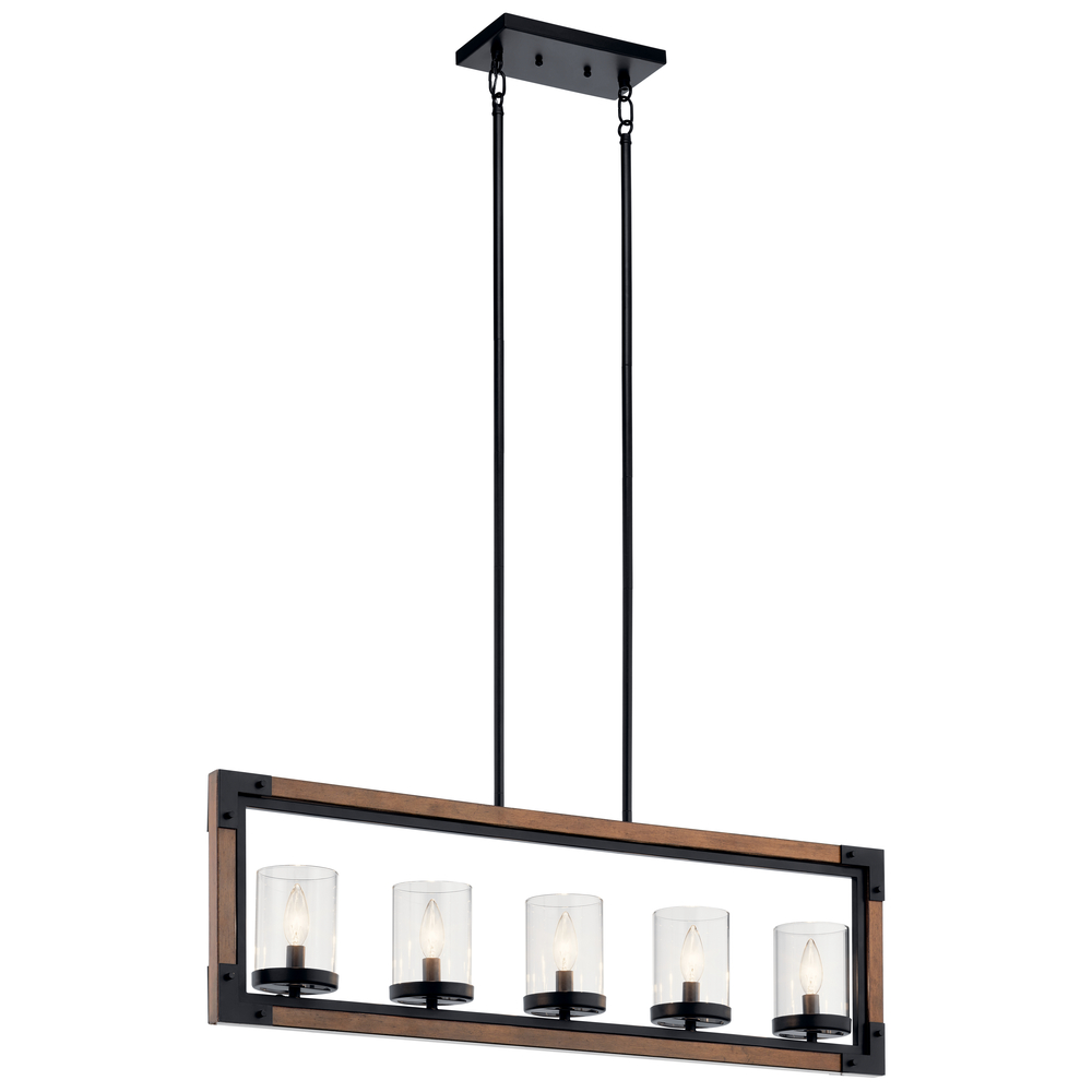 Marimount 5 Light Linear Chandelier Auburn Stained