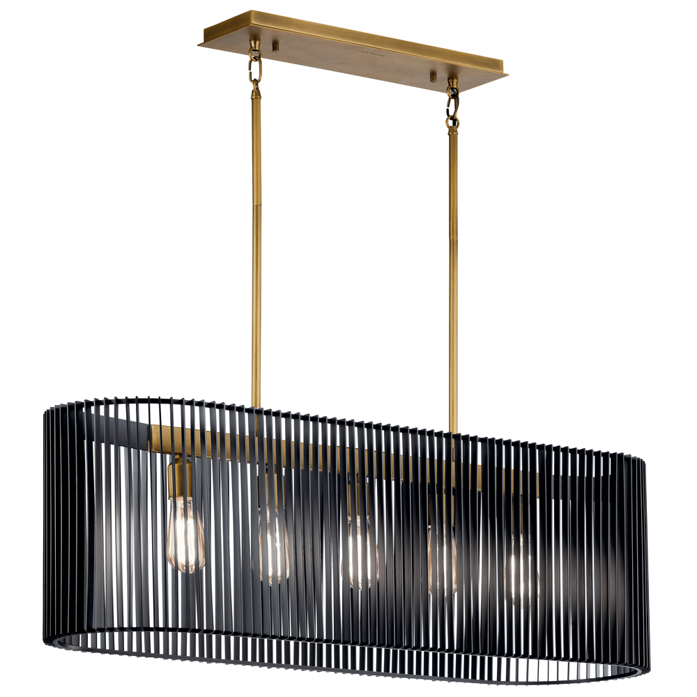Linara 5 Light Linear Chandelier Black
