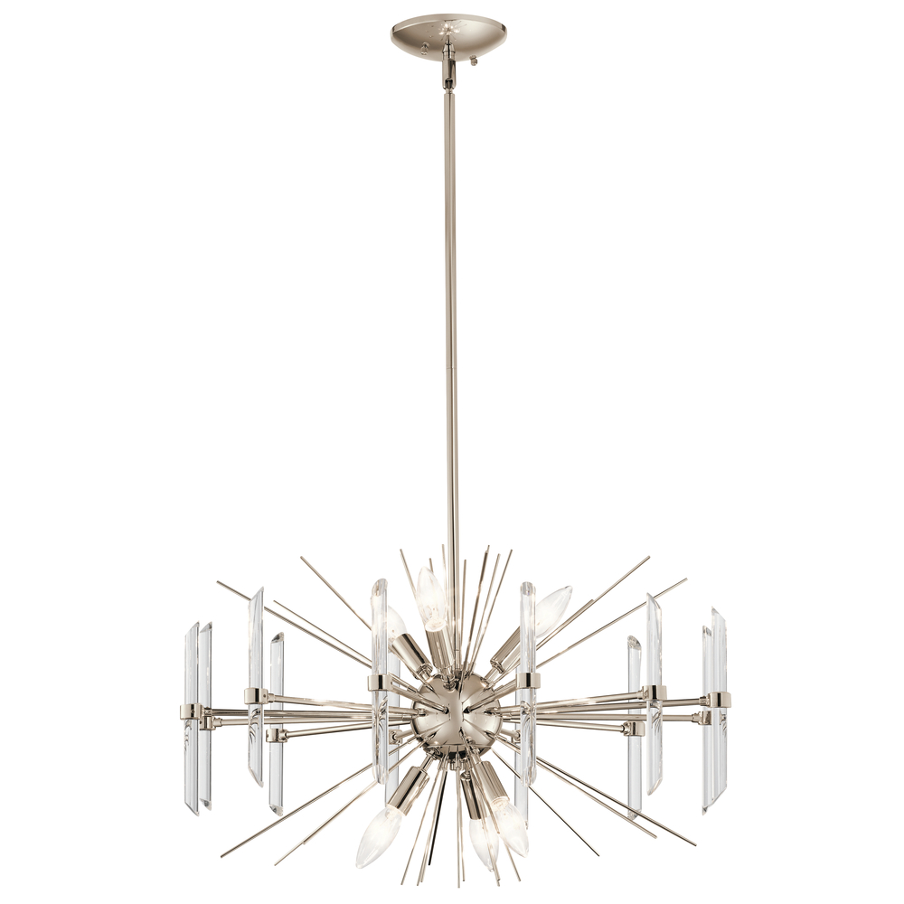 Eris 15.25" 6 Light Chandelier with Optical Crystal in Polished Nickel