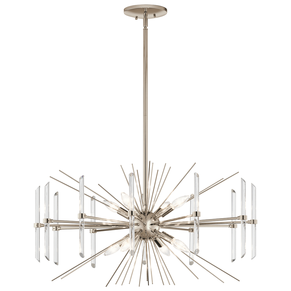 Eris 16.75" 8 Light Chandelier with Optical Crystal in Polished Nickel