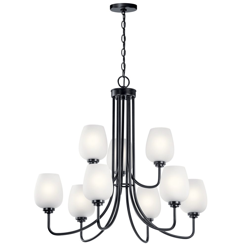 Valserrano 31.75" 9 Light 2 Tier Chandelier Black