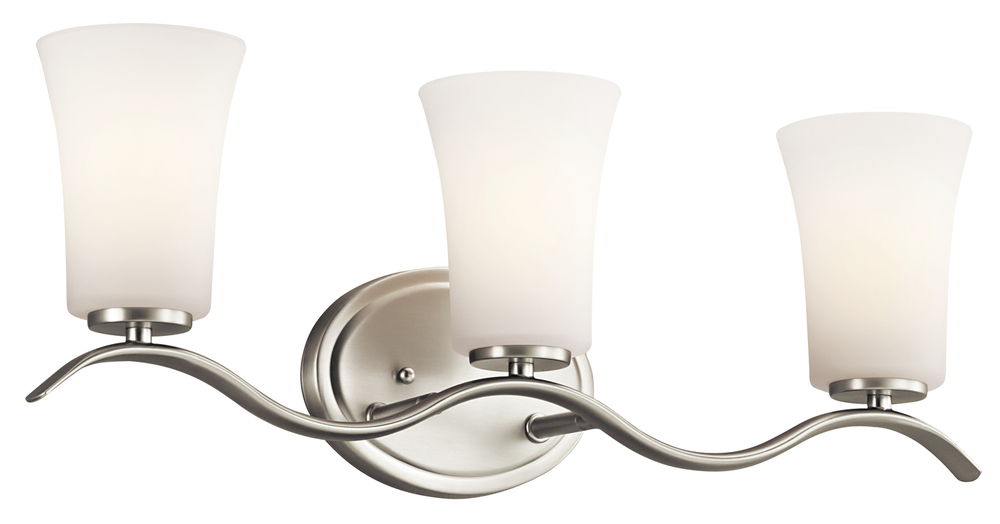 Armida 23" 3 Light Vanity Light with Satin Etched White Glass in Brushed Nickel