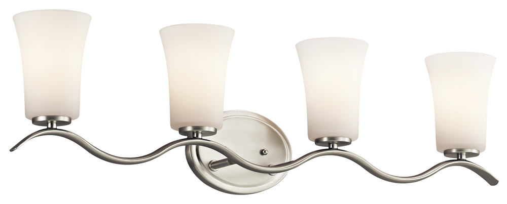 Armida 32.25" 4 Light Vanity Light with Satin Etched White Glass in Brushed Nickel