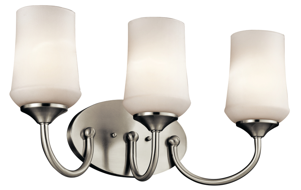 Aubrey 21" 3 Light Vanity Light with Satin Etched Cased Opal Glass in Brushed Nickel