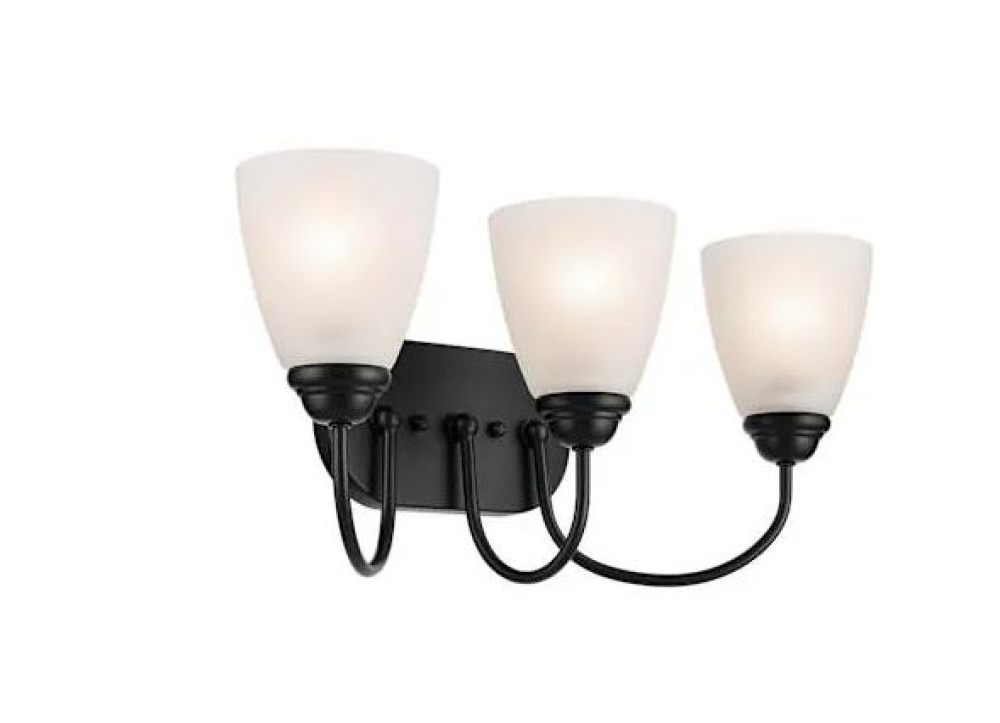 Jolie 3-Light Vanity Light with Satin Etched Glass in Black