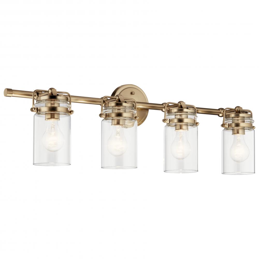 Brinley 32.25" 4 Light Vanity Light with Clear Glass in Champagne Bronze