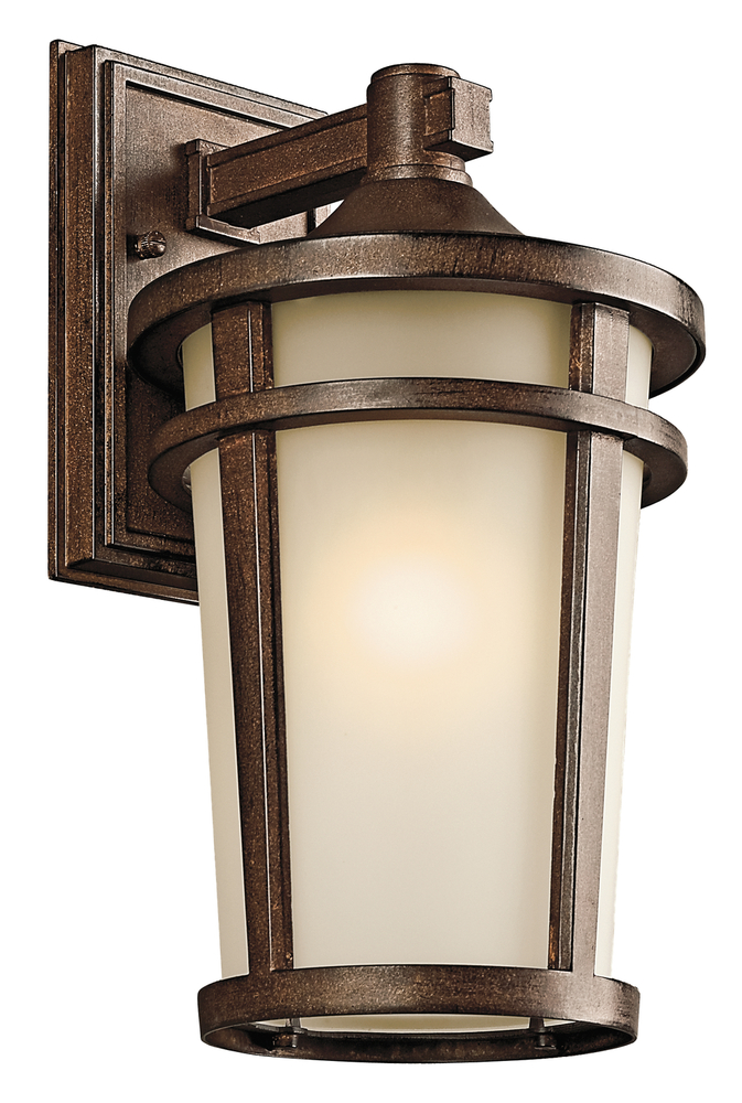 Atwood 14.25" 1 Light Outdoor Wall Light with Light Umber Mist and Brown Stone