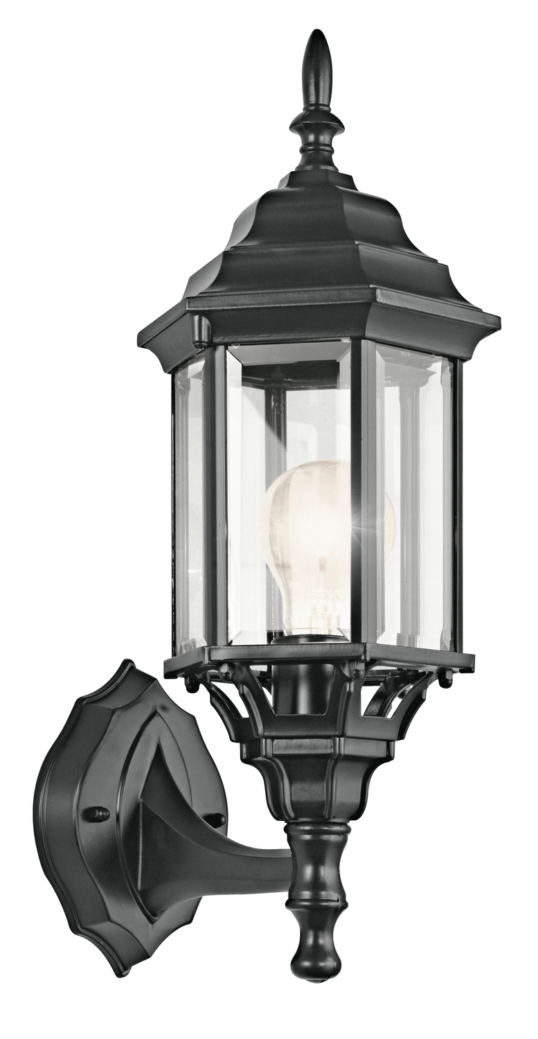 Chesapeake 17" 1 Light Outdoor Wall Light with Clear Beveled Glass in Black