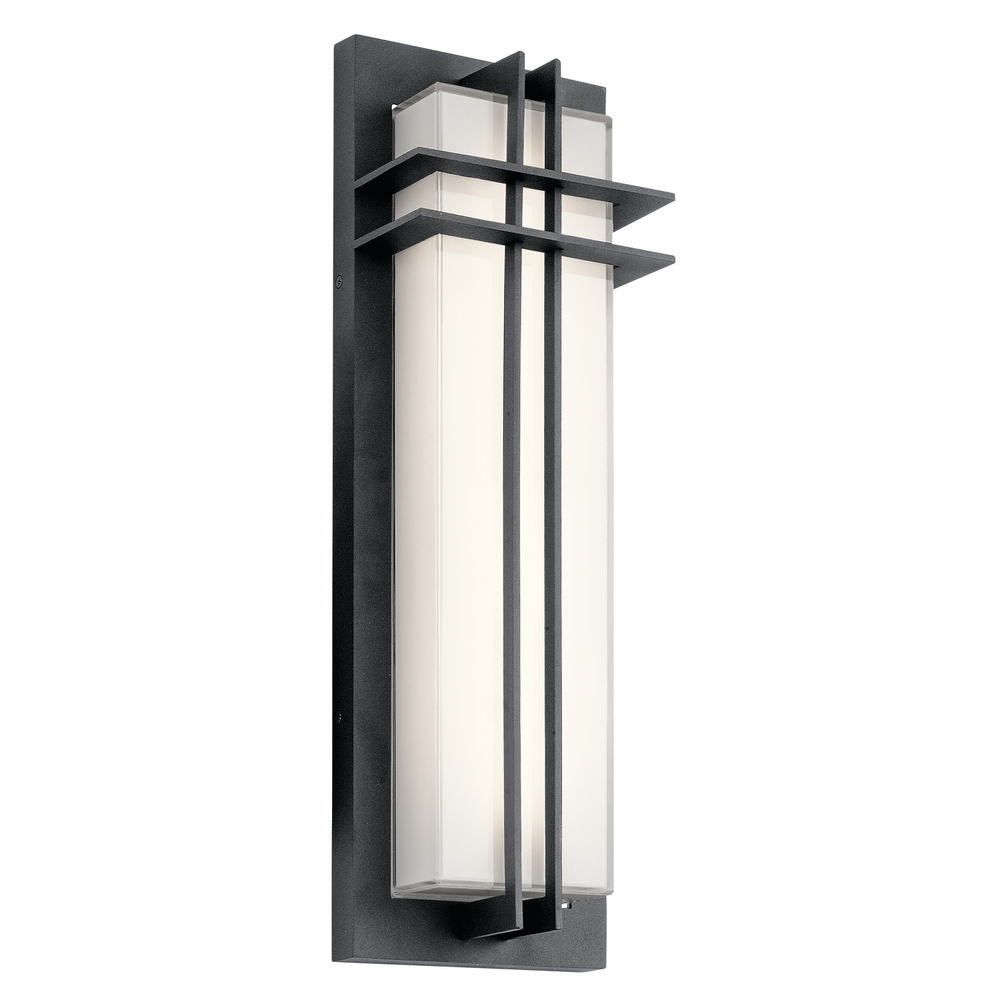 Manhattan 22" LED Wall Light with White Glass in Textured Black