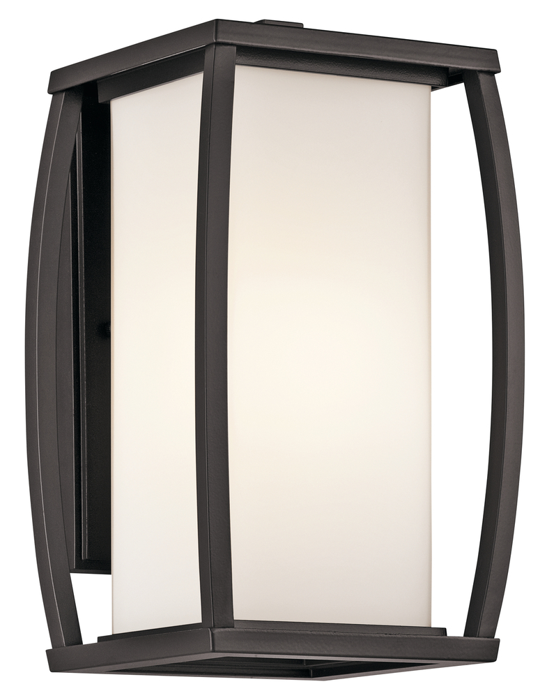 Bowen 13" 1 Light Outdoor Wall Light with Satin Etched Cased Opal Glass in Architectural Bronze