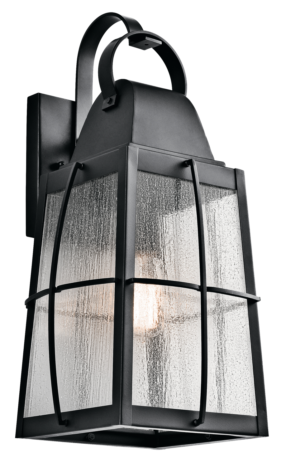 Tolerand 20.25" 1 Light Outdoor Wall Light with Clear Seeded Glass in Textured Black