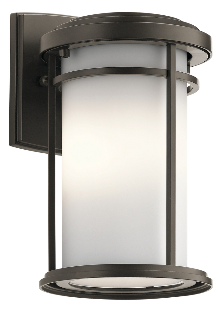 Toman 10.25" 1 Light Outdoor Wall Light with Satin Etched Glass in Olde Bronze