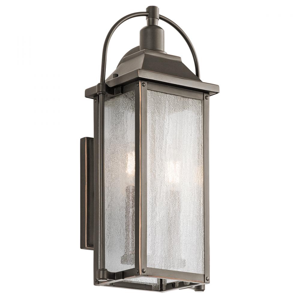 Harbor Row 18.5" 2 Light Outdoor Wall Light with Clear Seeded Glass in Olde Bronze