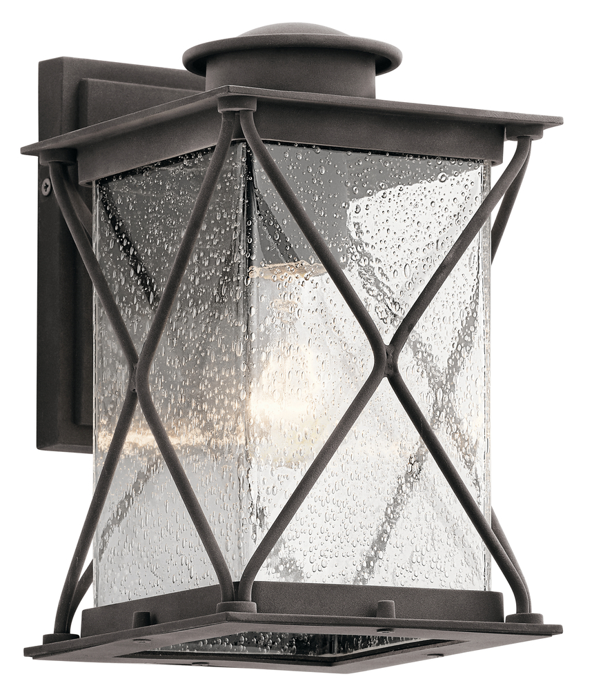 Argyle 10.25" 1 Light Outdoor Wall Light with Clear Seeded Glass in Weathered Zinc