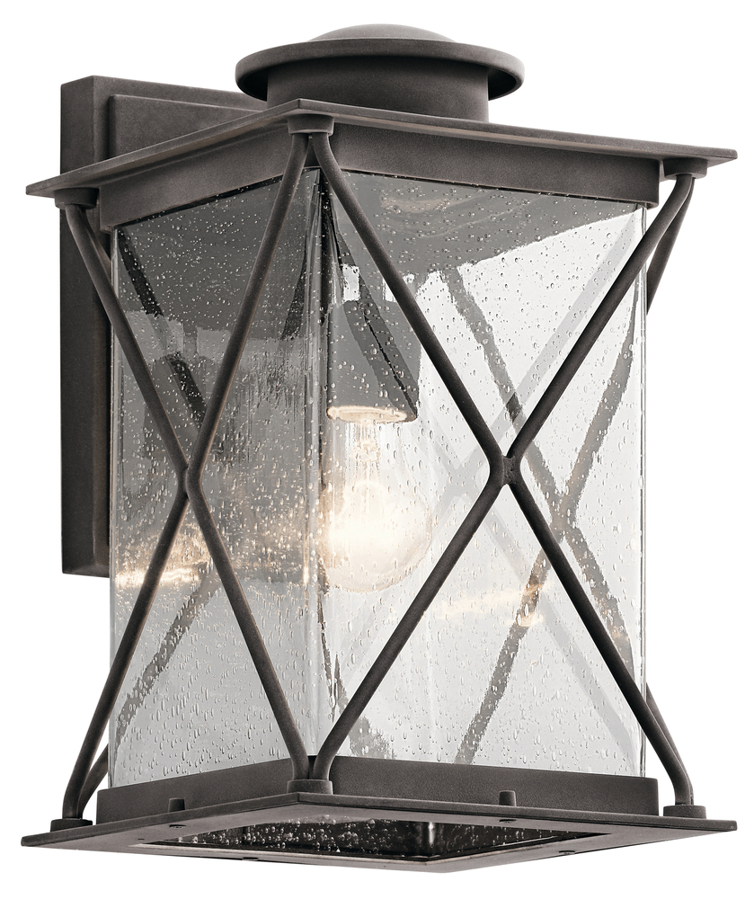 Argyle 15" 1 Light Outdoor Wall Light with Clear Seeded Glass in Weathered Zinc