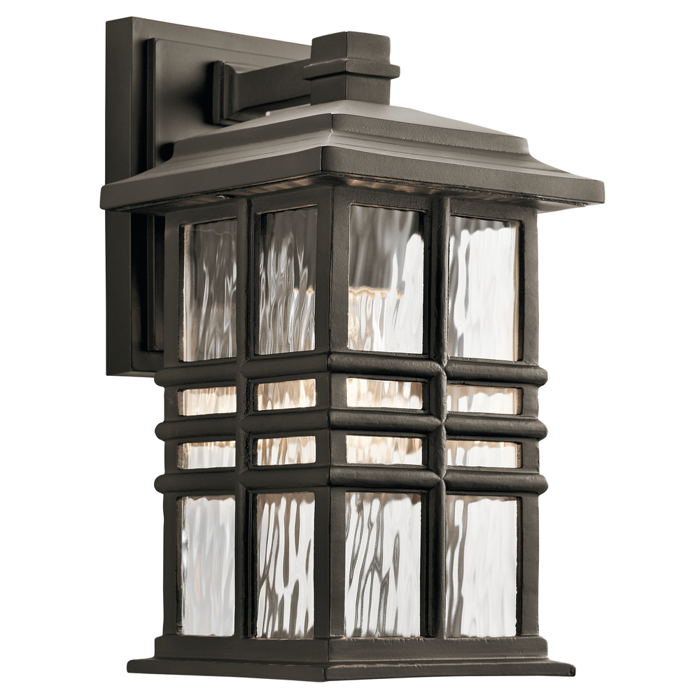 Beacon Square 12" 1 Light Outdoor Wall Light with Clear Hammered Glass in Olde Bronze