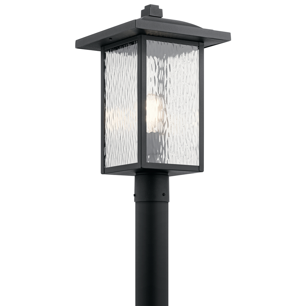 Capanna 18.25 inch 1 Light Post Light with Clear Water Glass in Textured Black