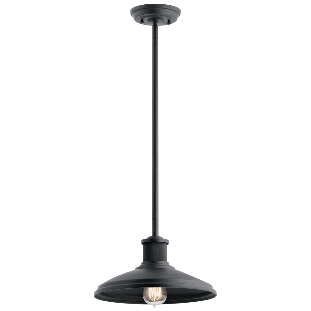 Allenbury 12" 1 Light Outdoor Convertible Pendant Light with Textured Black