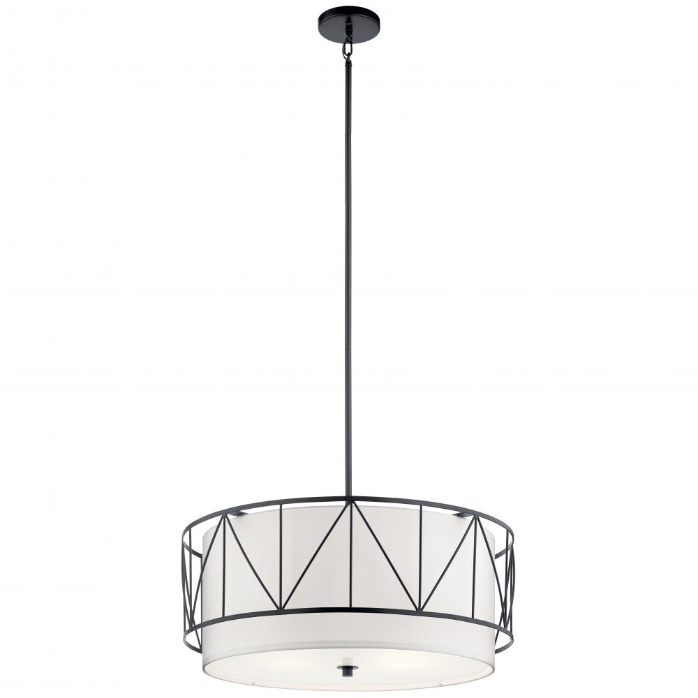 Birkleigh 11.5" 4 Light Pendant with Satin Etched Glass in Black