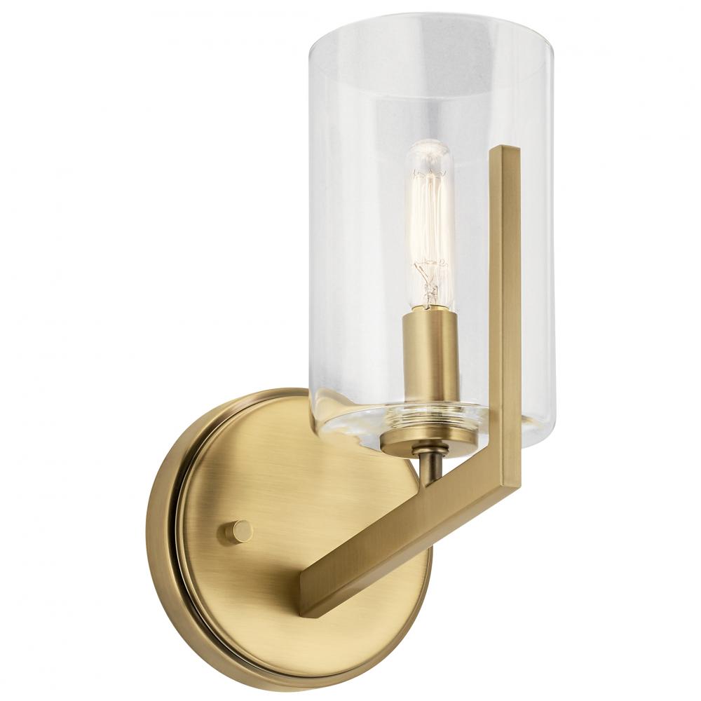 Nye 9.75" 1 Light Wall Sconce with Clear Glass in Brushed Natural Brass