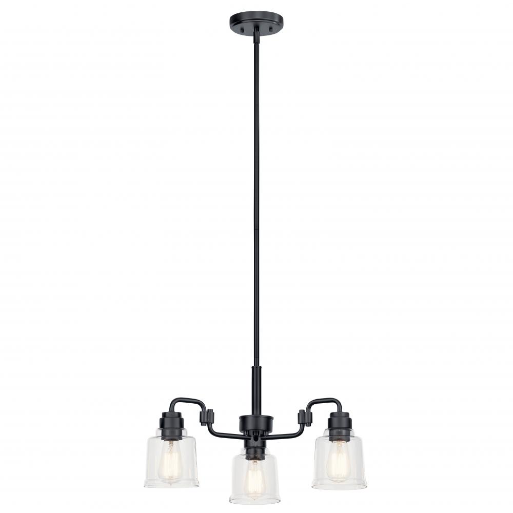 Aivian 23" 3 Light Chandelier with Clear Glass Black