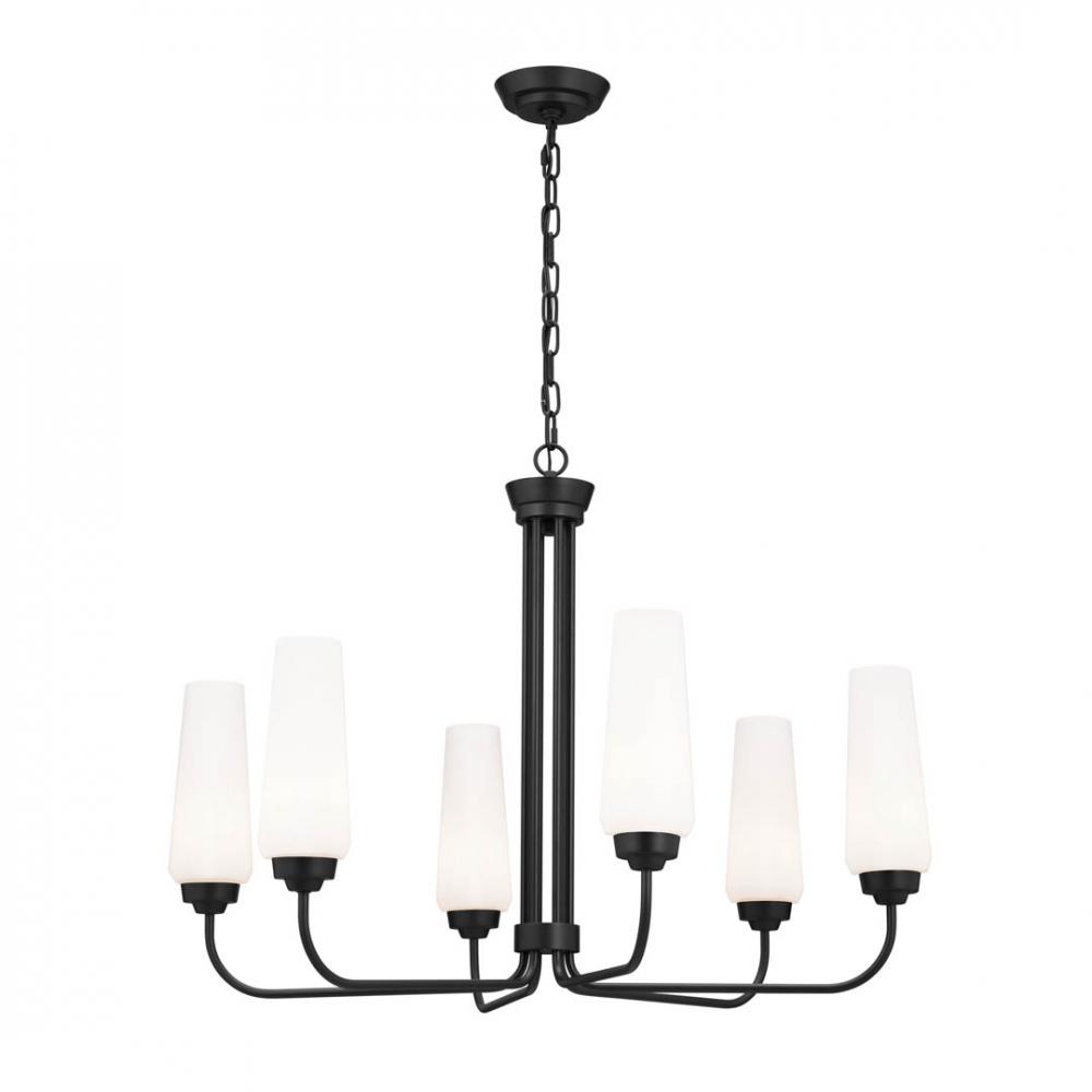 Truby 29" 6 Light Chandelier Black