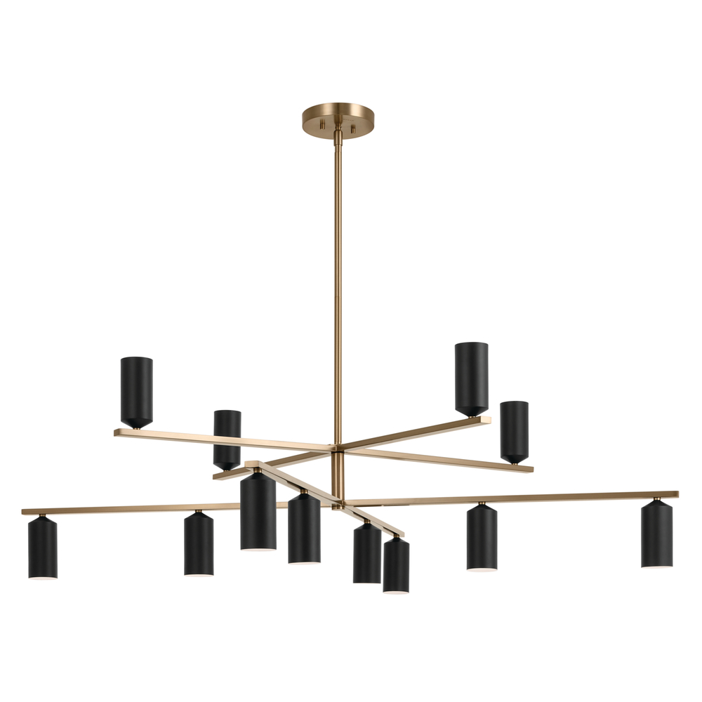 Gala 55.75 Inch 12 Light Chandelier in Champagne Bronze with Black
