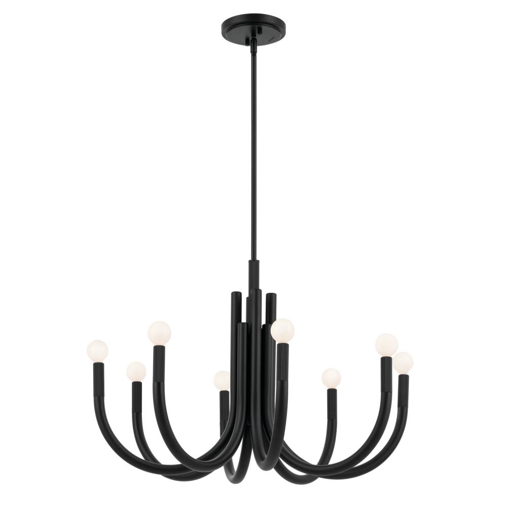 Odensa 29.25 Inch 8 Light Chandelier in Black