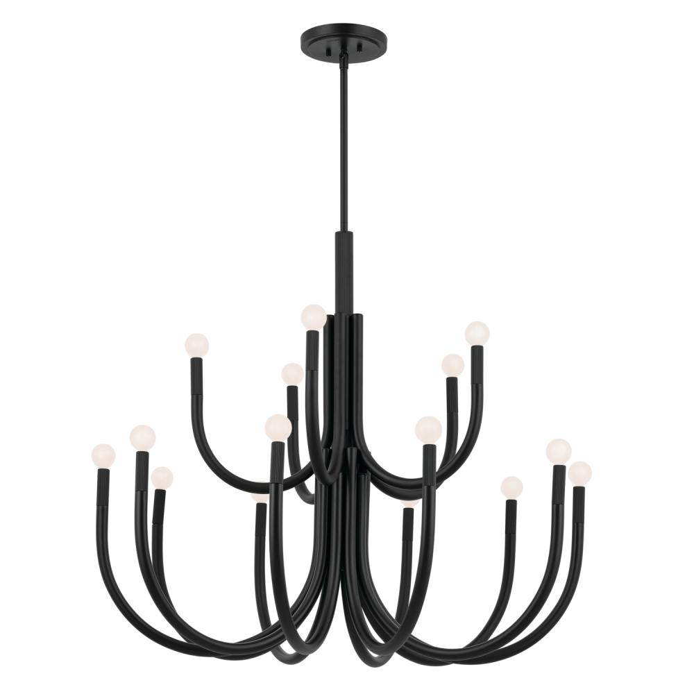 Odensa 40 Inch 15 Light Chandelier in Black