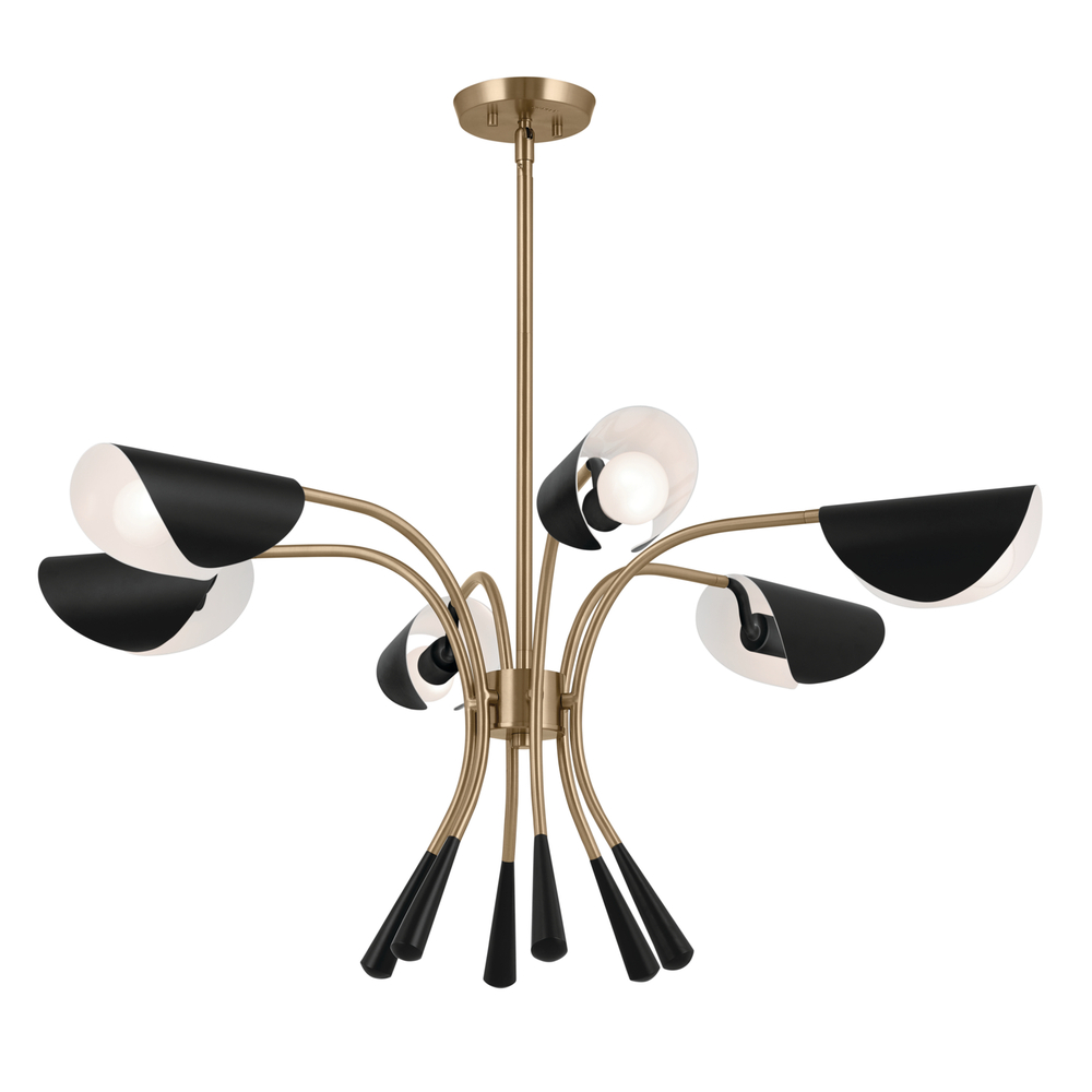 Arcus 39.25 Inch 6 Light Chandelier in Champagne Bronze with Black