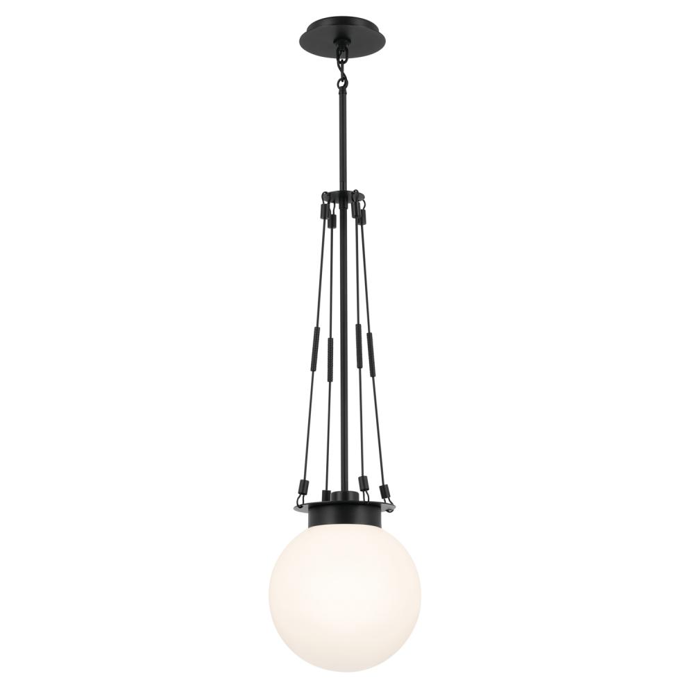 Albers 10.5 Inch 1 Light Pendant with Opal Glass in Black