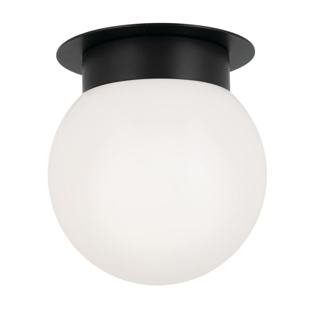 Albers 8.0 Inch 1 Light Flush mount with Opal Glass in Black