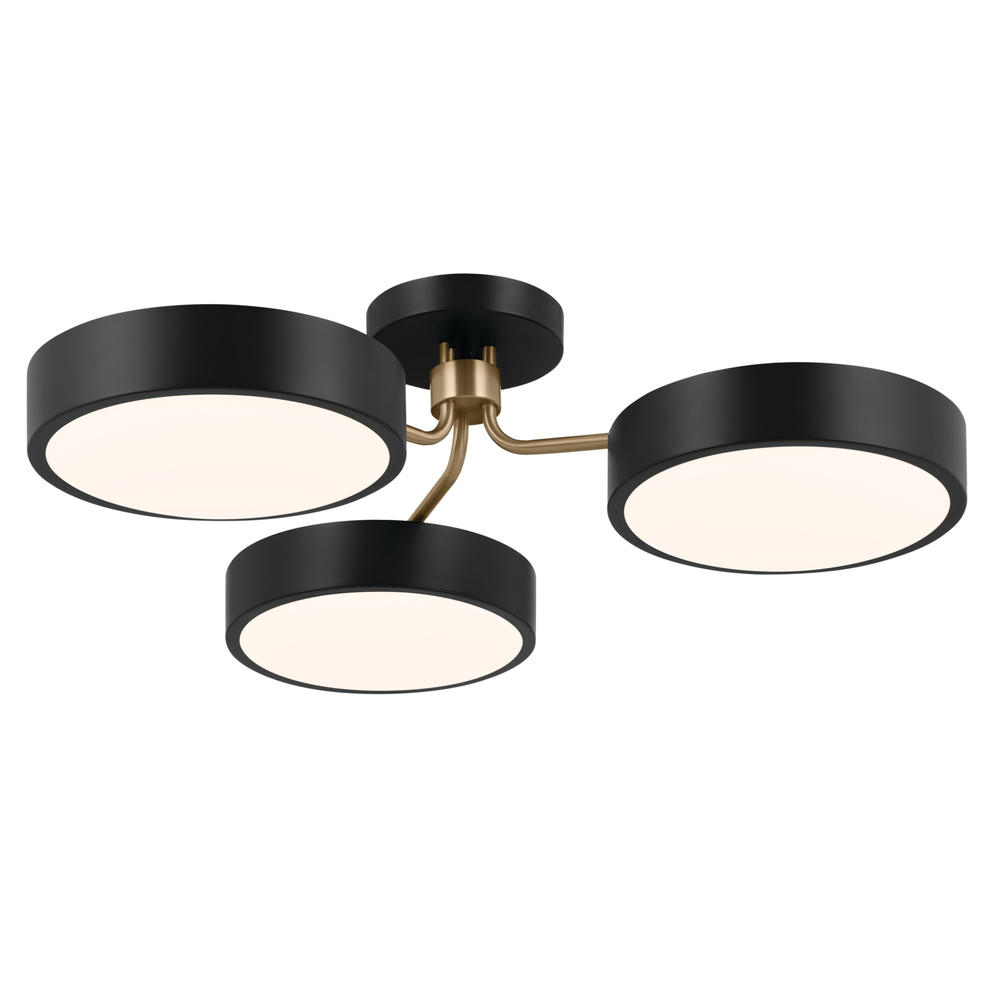 Sago 40" 3 LT Semi Flush with Clear Acrylic with Inside Satin Etch in Black and Champagne Bronze
