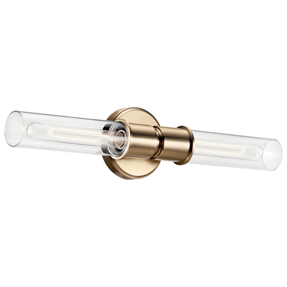 Aviv 24 Inch 2 Light Wall Sconce with Clear Glass in Champagne Bronze
