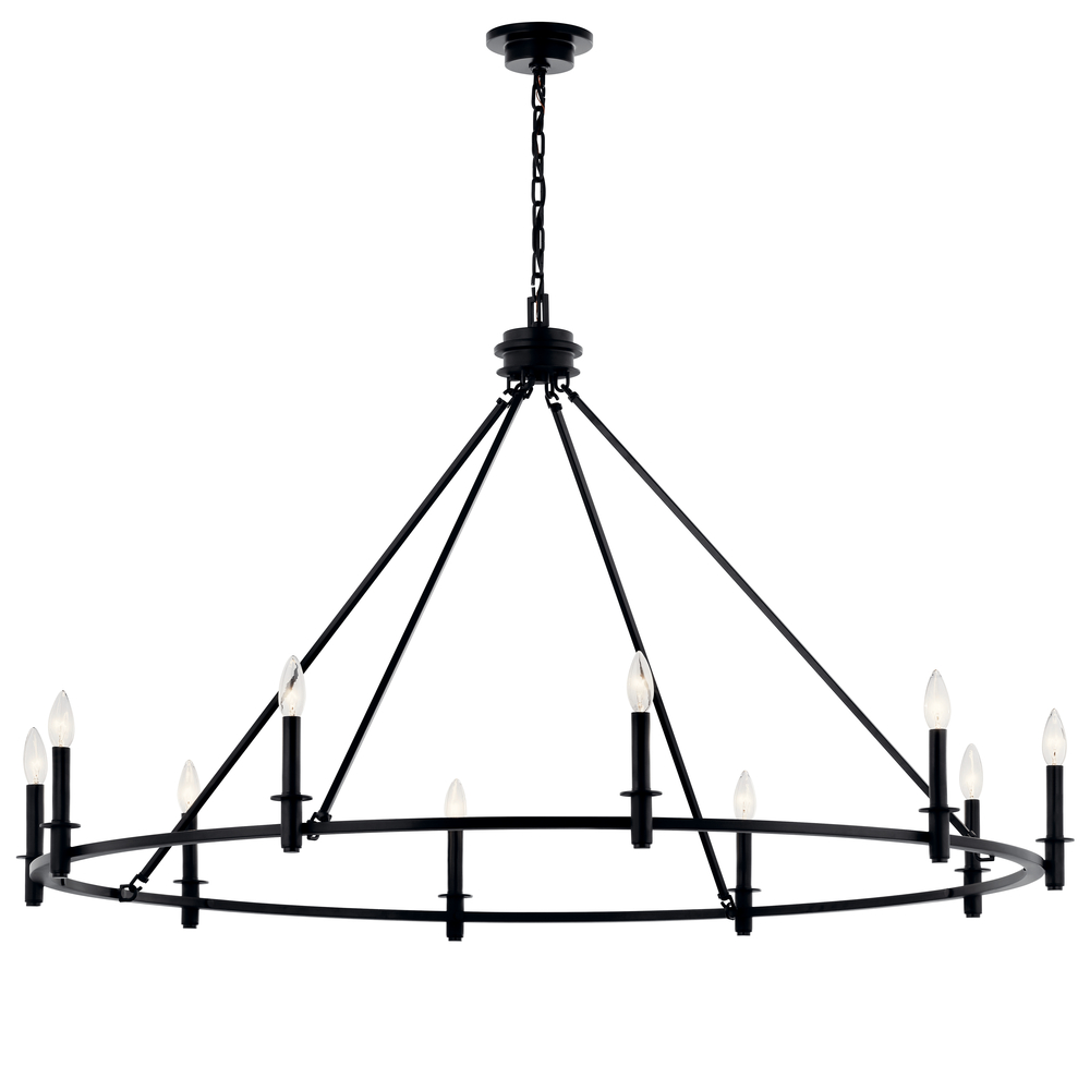 Carrick 54.25 Inch 10 Light Chandelier in Black