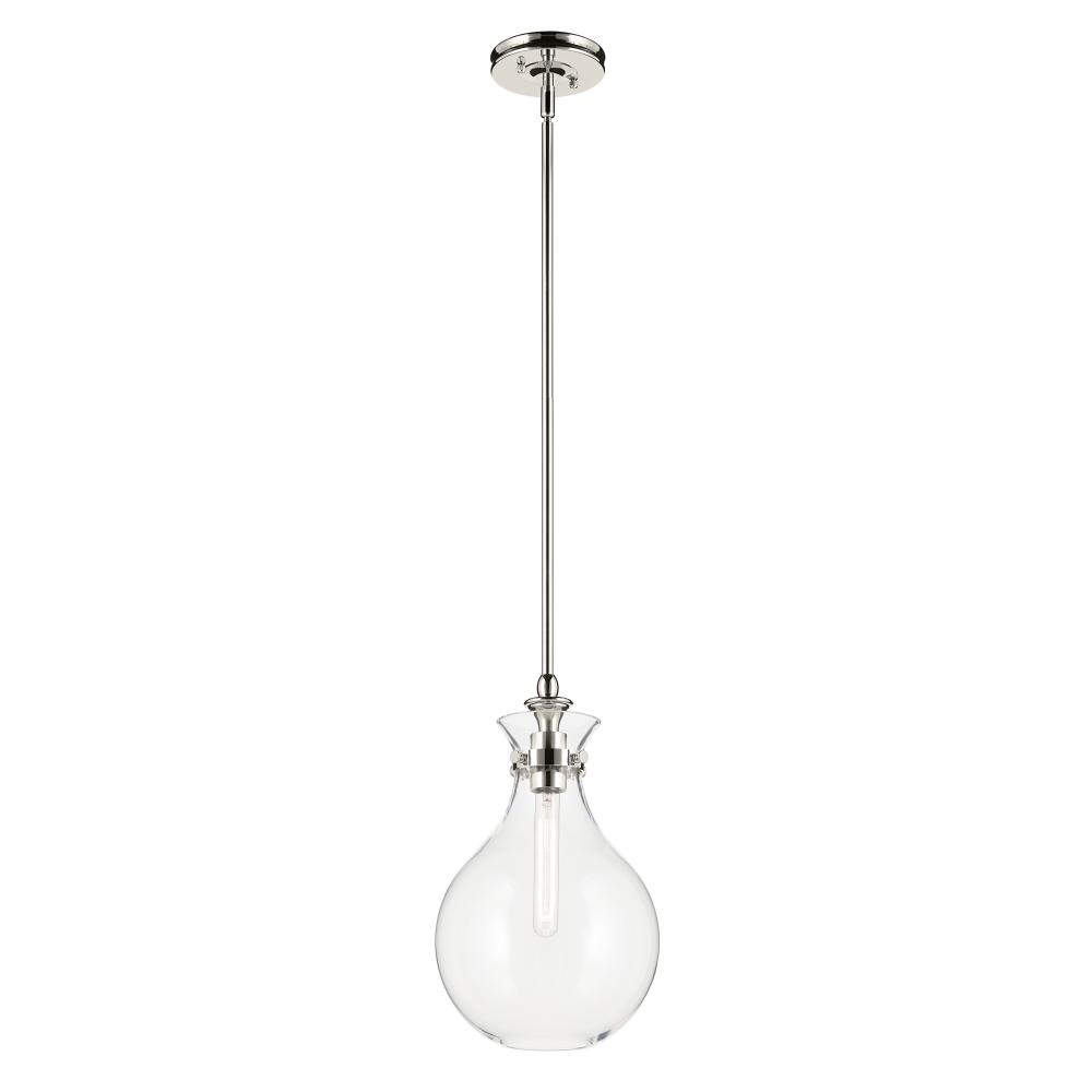 Laria 9.75 Inch 1 Light Pendant with Clear Glass in Polished Nickel