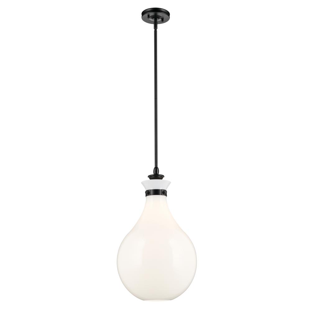Laria 14 Inch 1 Light Pendant with Opal Glass in Black