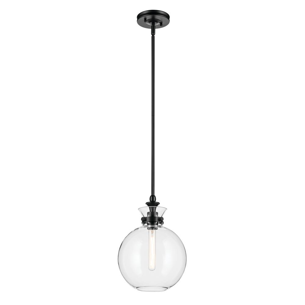 Laria 10.25 Inch 1 Light Pendant with Clear Glass in Black