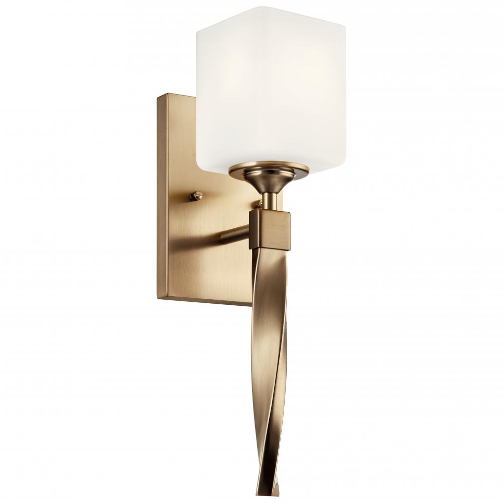 Marette 5" 1 Light Wall Sconce with Satin Etched Cased Opal Glass in Black