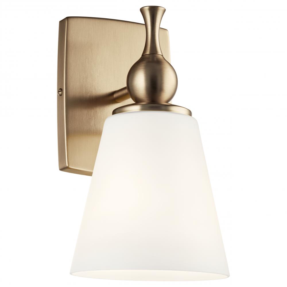 Cosabella 6" 1 Light Wall Sconce with Etched White Glass Champagne Bronze