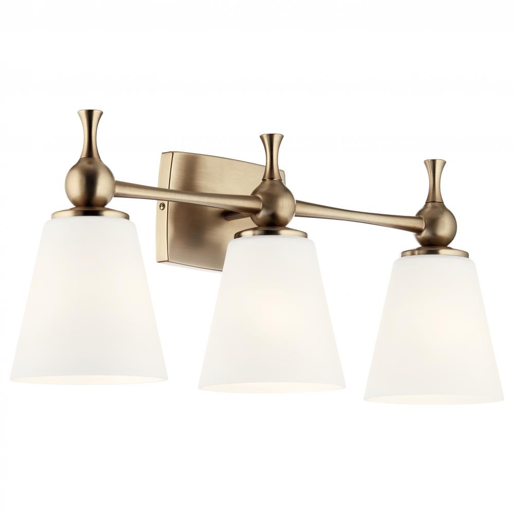 Cosabella 24" 3 Light Vanity Light with Etched White Glass Champagne Bronze