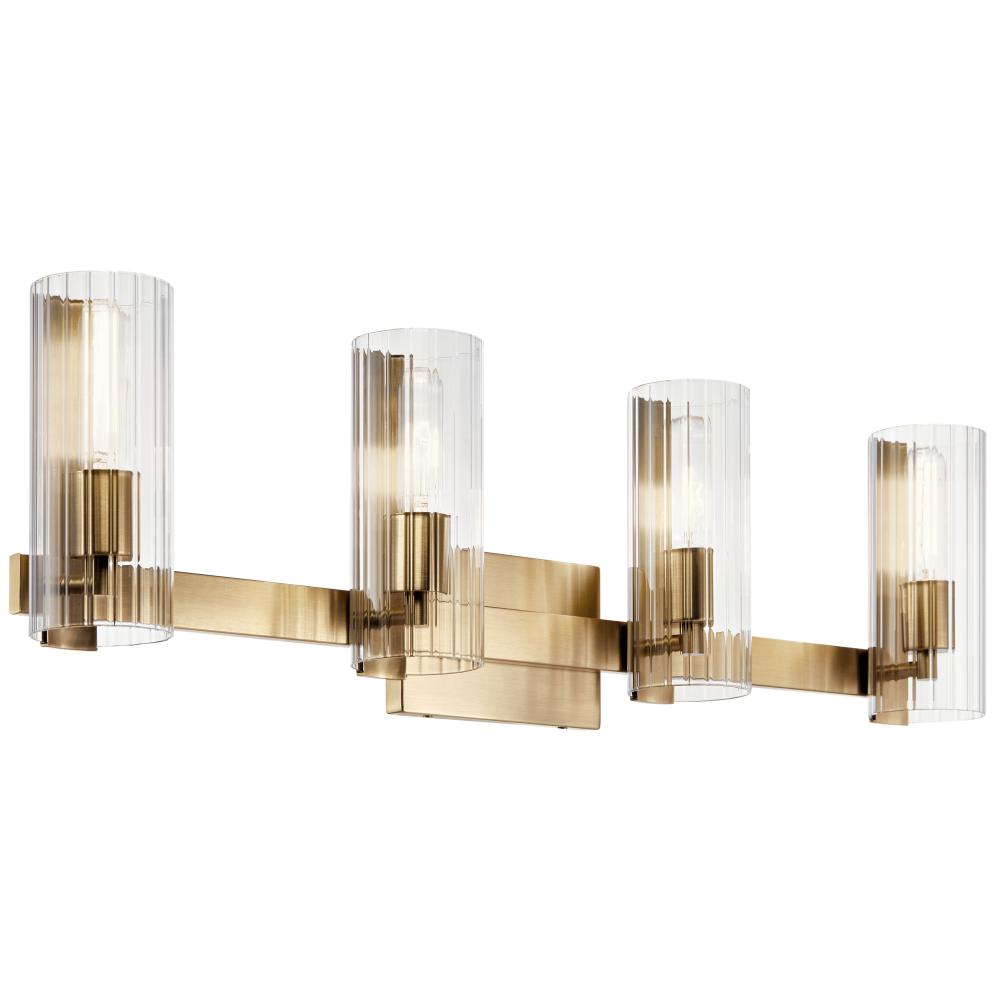 Jemsa 32 Inch 4 Light Vanity with Clear Fluted Glass in Champagne Bronze