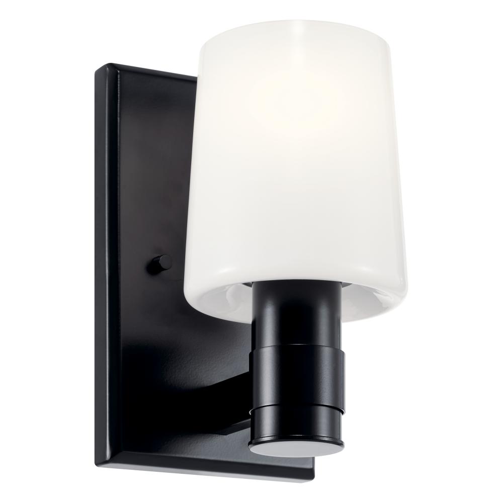 Adani 8.5 Inch 1 Light Vanity with Opal Glass in Black