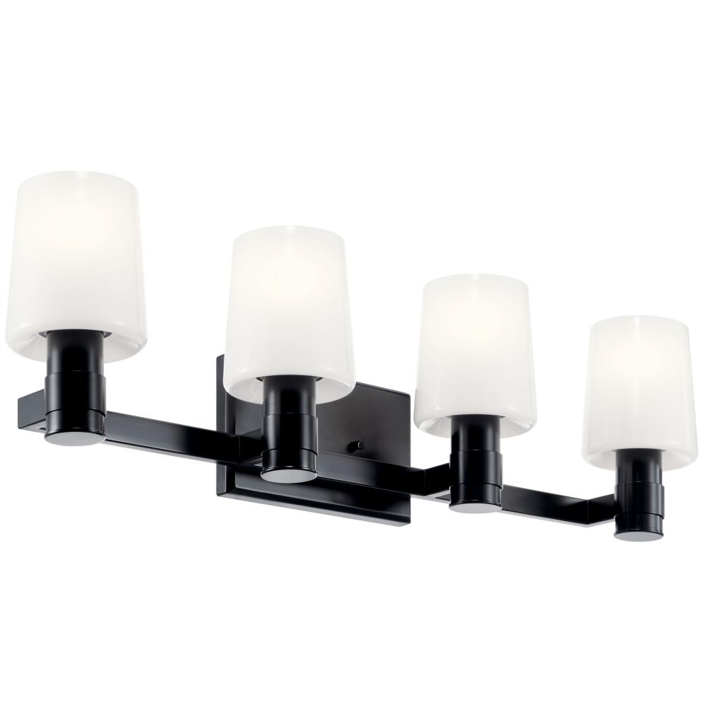 Adani 30 Inch 4 Light Vanity with Opal Glass in Black