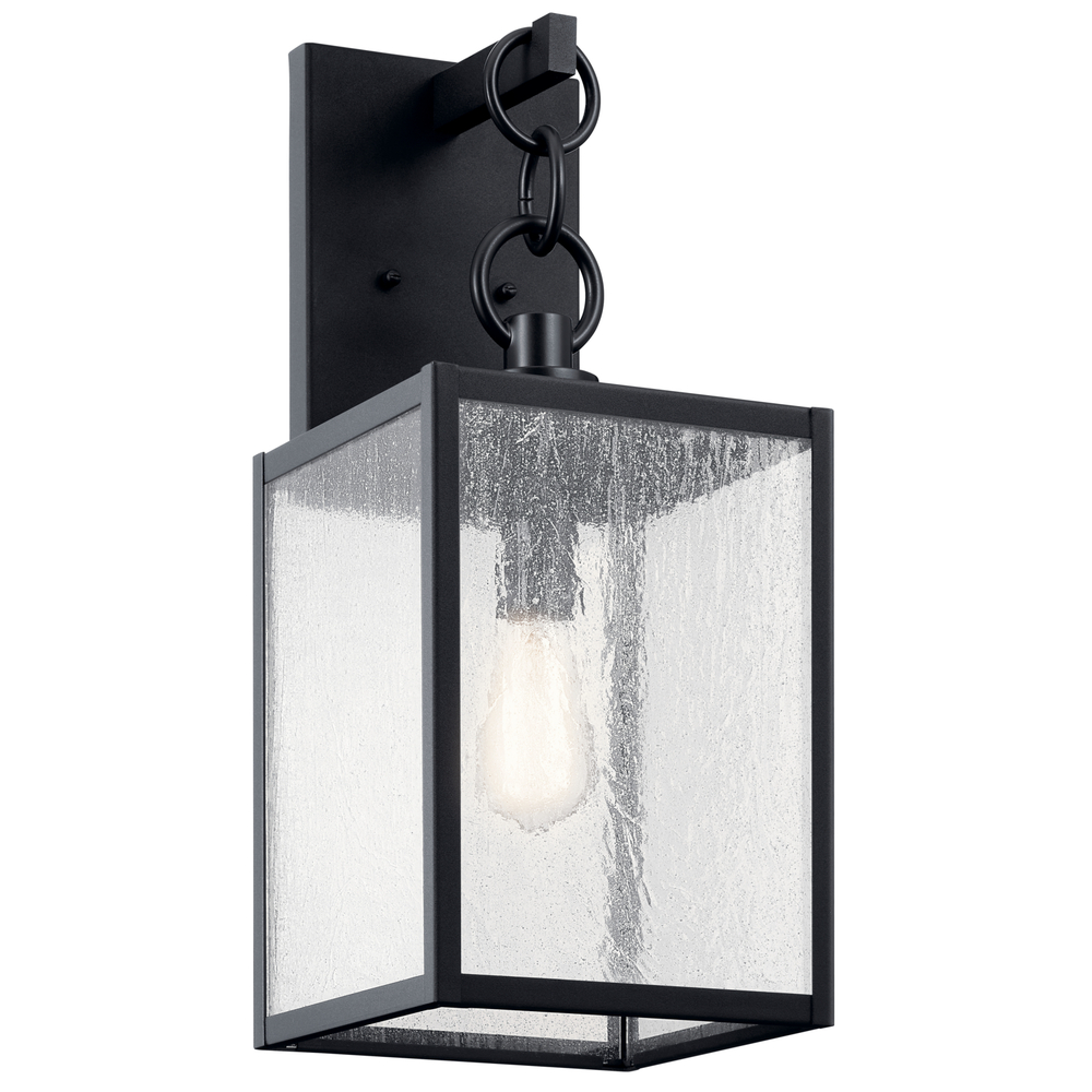 Lahden 21.75" 1 Light Outdoor Wall Light with Clear Seeded Glass in Textured Black