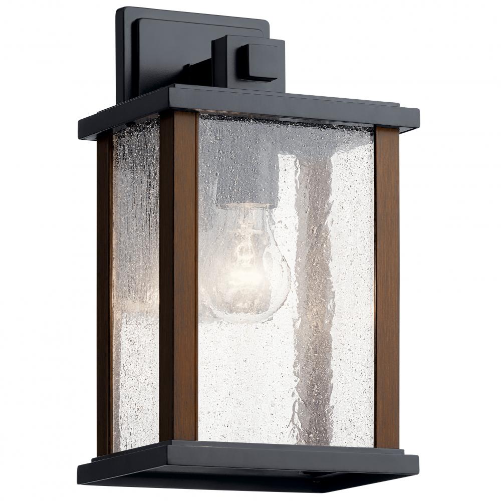 Marimount 12.75" 1 Light Outdoor Wall Light with Clear Ribbed Glass in Black