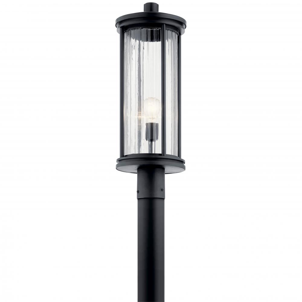 Barras 23.25" 1 Light Outdoor Post Light with Clear Ribbed Glass in Black