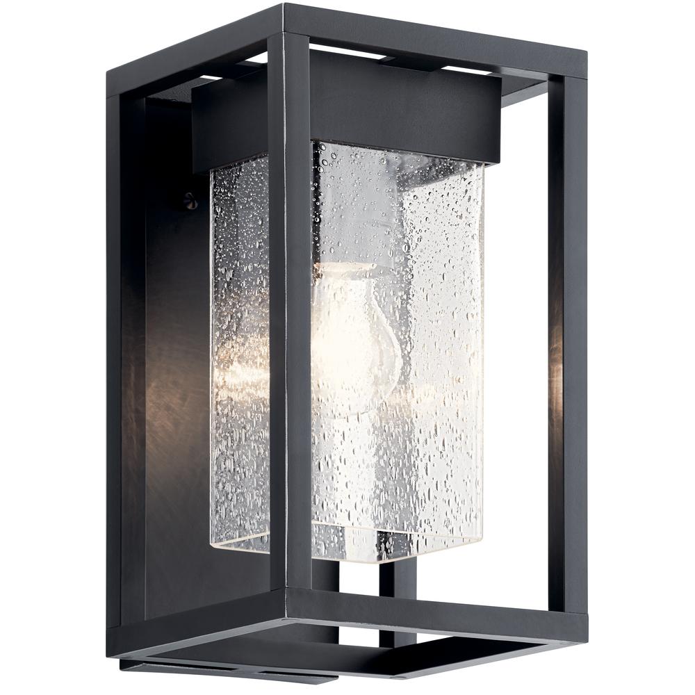 Mercer 12 inch 1 Light Outdoor Wall Light with Clear Seeded Glass in Black Finish