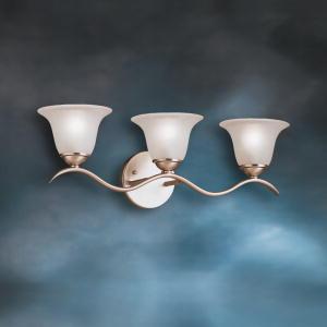 Dover 22.5" 3 Light Vanity Light with Etched Seeded Glass in Brushed Nickel